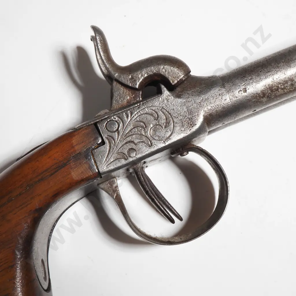 Antique Double Barrel Belgian Pocket Pistol Image 1++