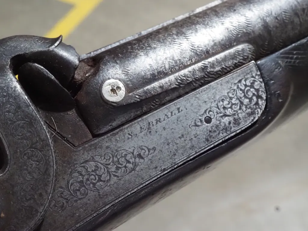 S. Ebrall Double Barrel Muzzle Loading Percussion Shotgun Image 1++