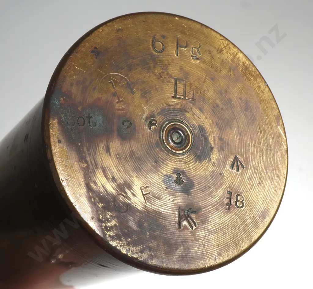 Inert 6lb Brass Cartridge Case with Wooden Tip Image 1++