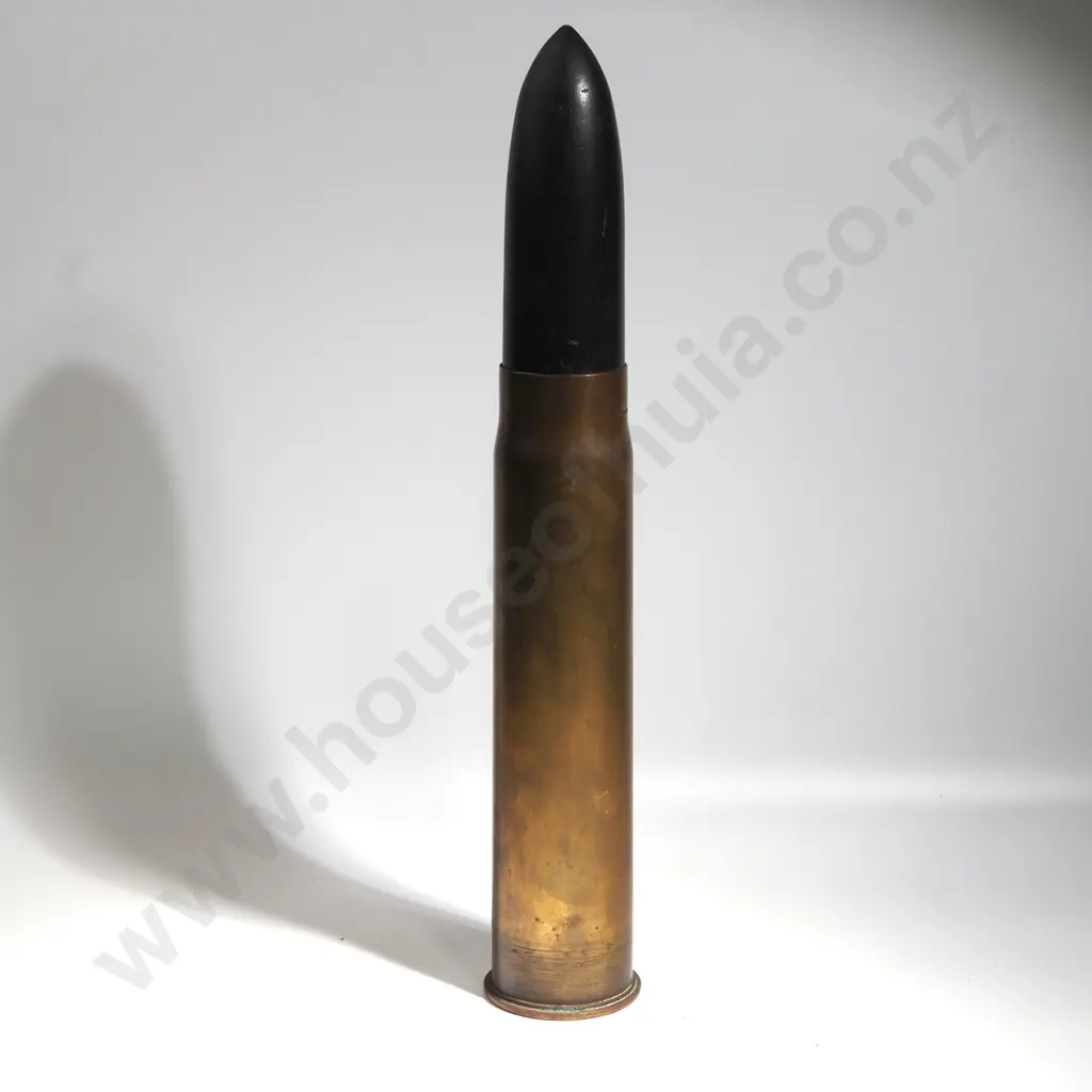 Inert 6lb Brass Cartridge Case with Wooden Tip Image 1++