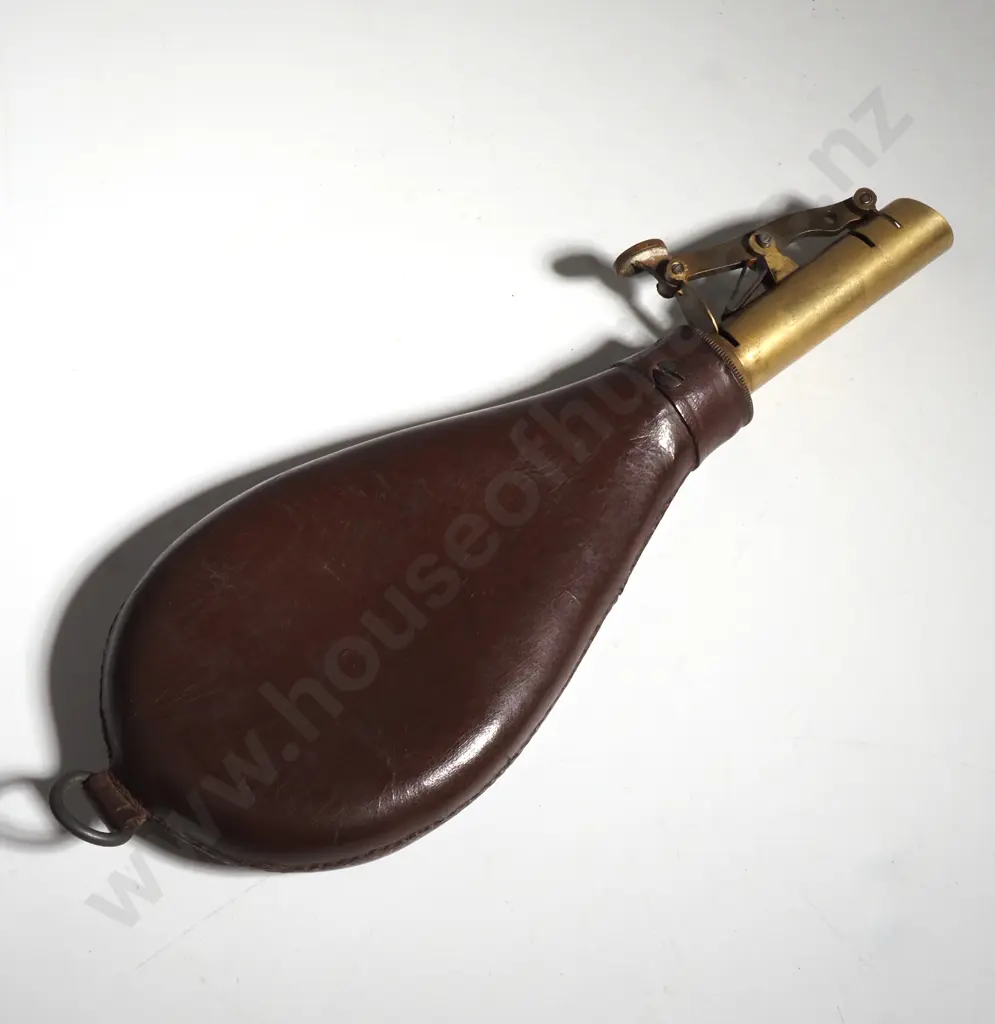 Leather and Brass Shot Flask Image 1++