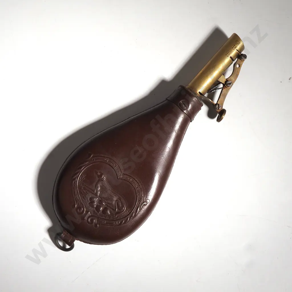 Leather and Brass Shot Flask Image 1++