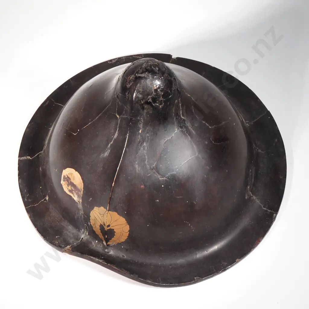 Japanese Samurai Jingsa Hemet w Mon, Family Crest for Fujiwara Clan - Meiji Period Image 1++