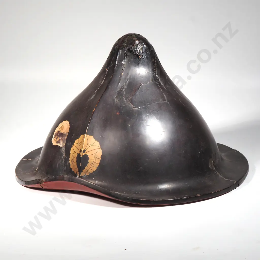 Japanese Samurai Jingsa Hemet w Mon, Family Crest for Fujiwara Clan - Meiji Period Image 1++