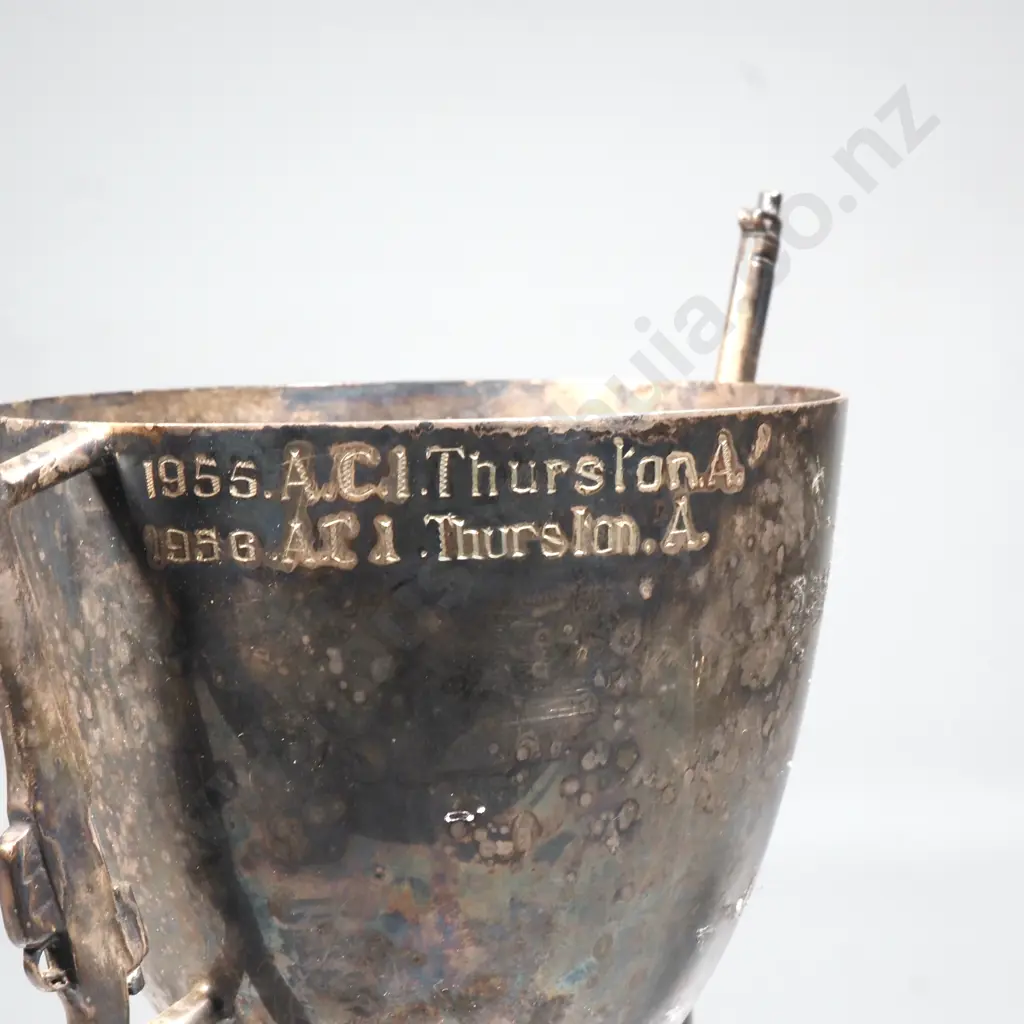 Silver Plated RNZAF Shooting Trophy 1955 Image 1++