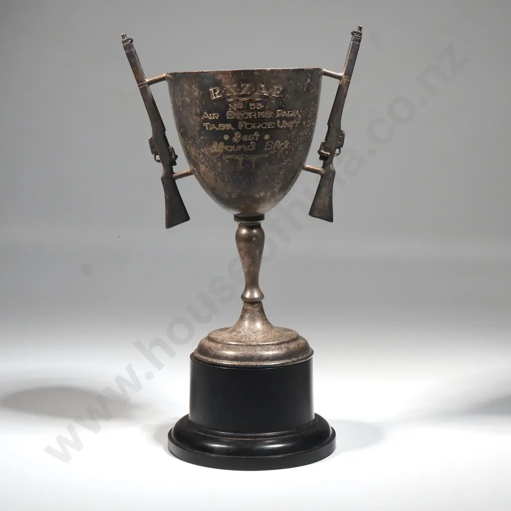 Silver Plated RNZAF Shooting Trophy 1955 Image 1++