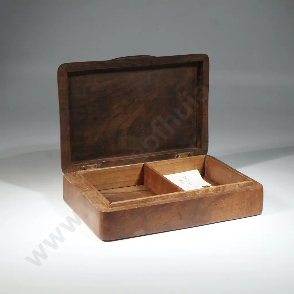 WW2 Carved Wooden Cigarette Box Image 1++
