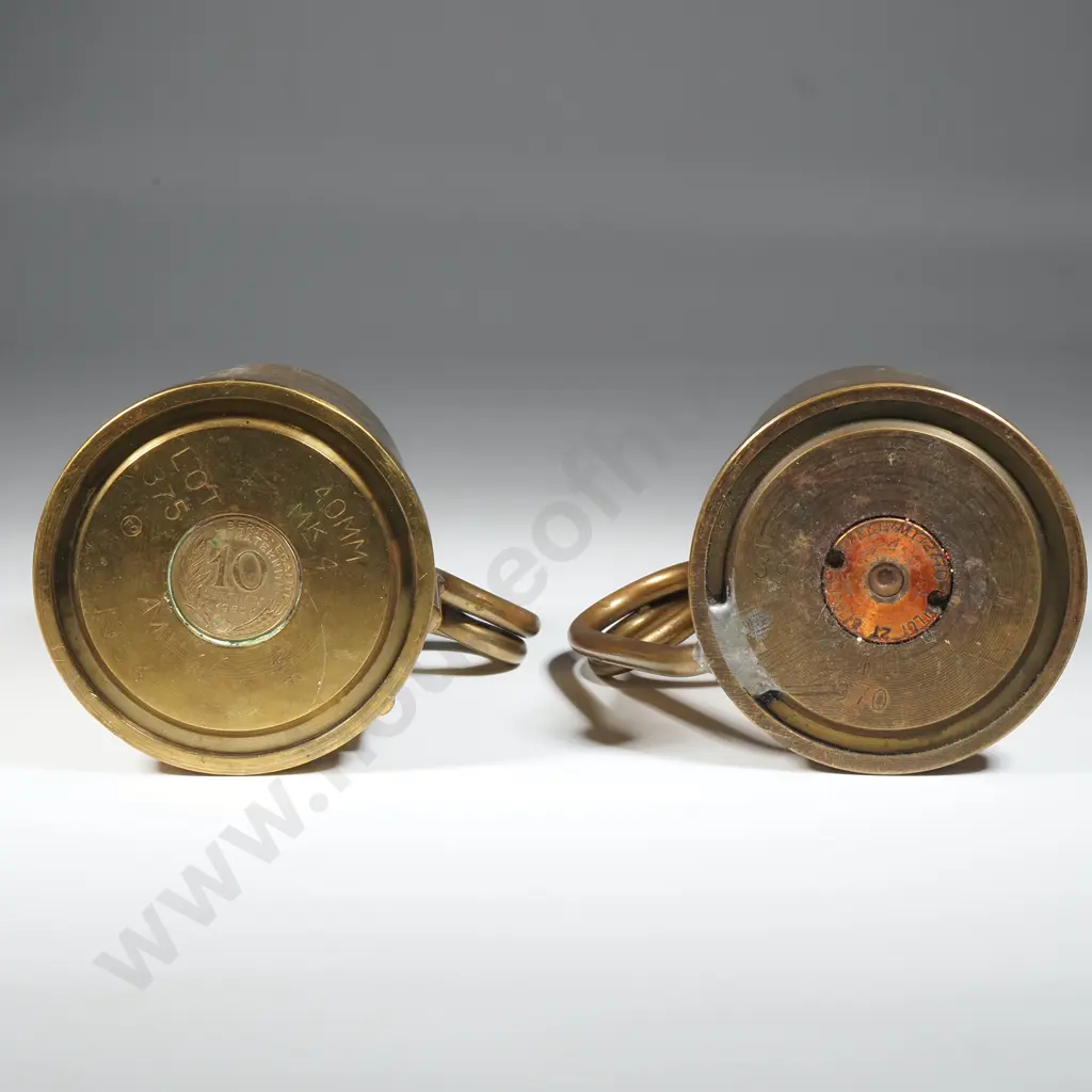 Two 40mm Shells Converted to Cups from the HMNZS Waikato  Image 1++