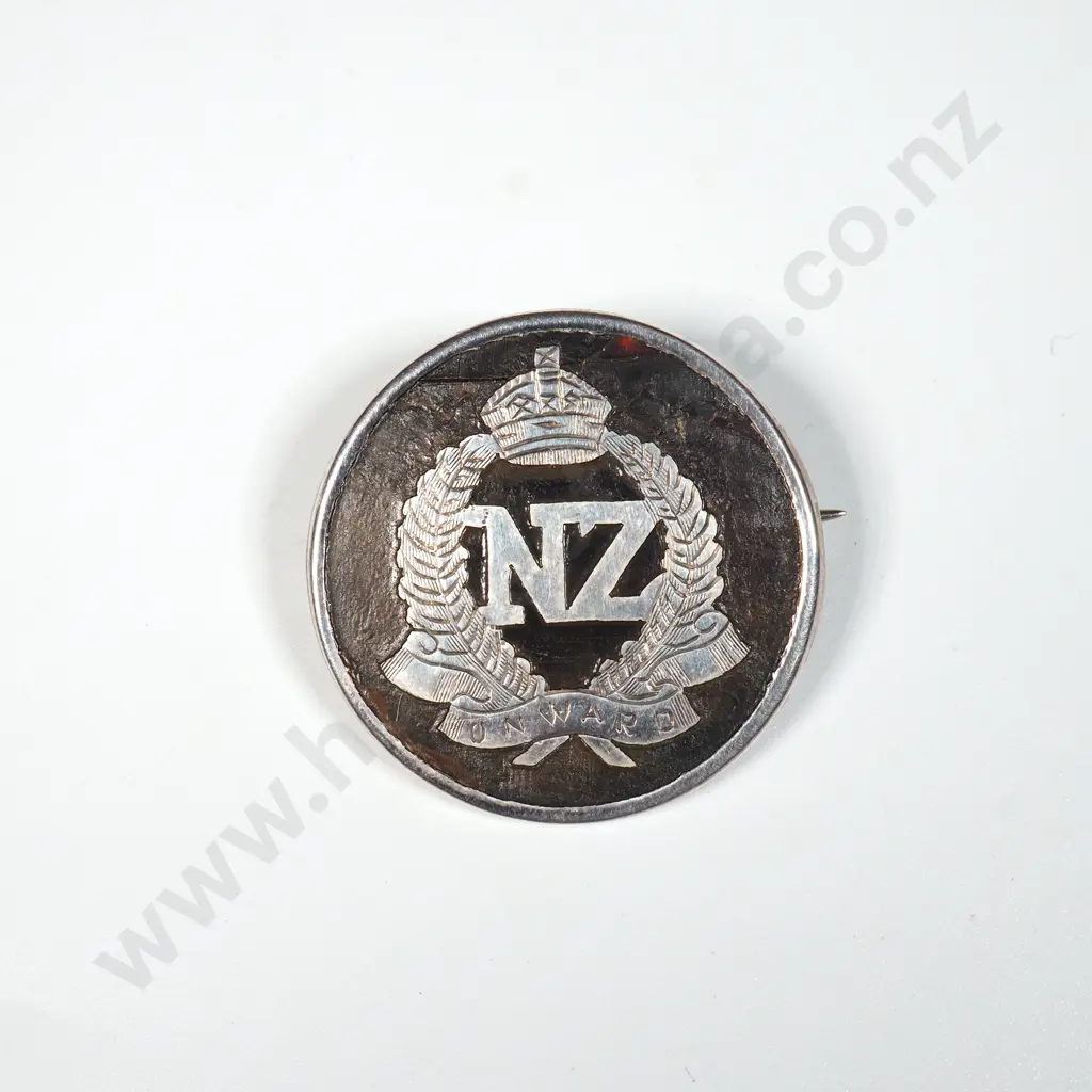 Sterling Silver & Bakelite NZ Onwards Sweetheart Badge. Image 1++