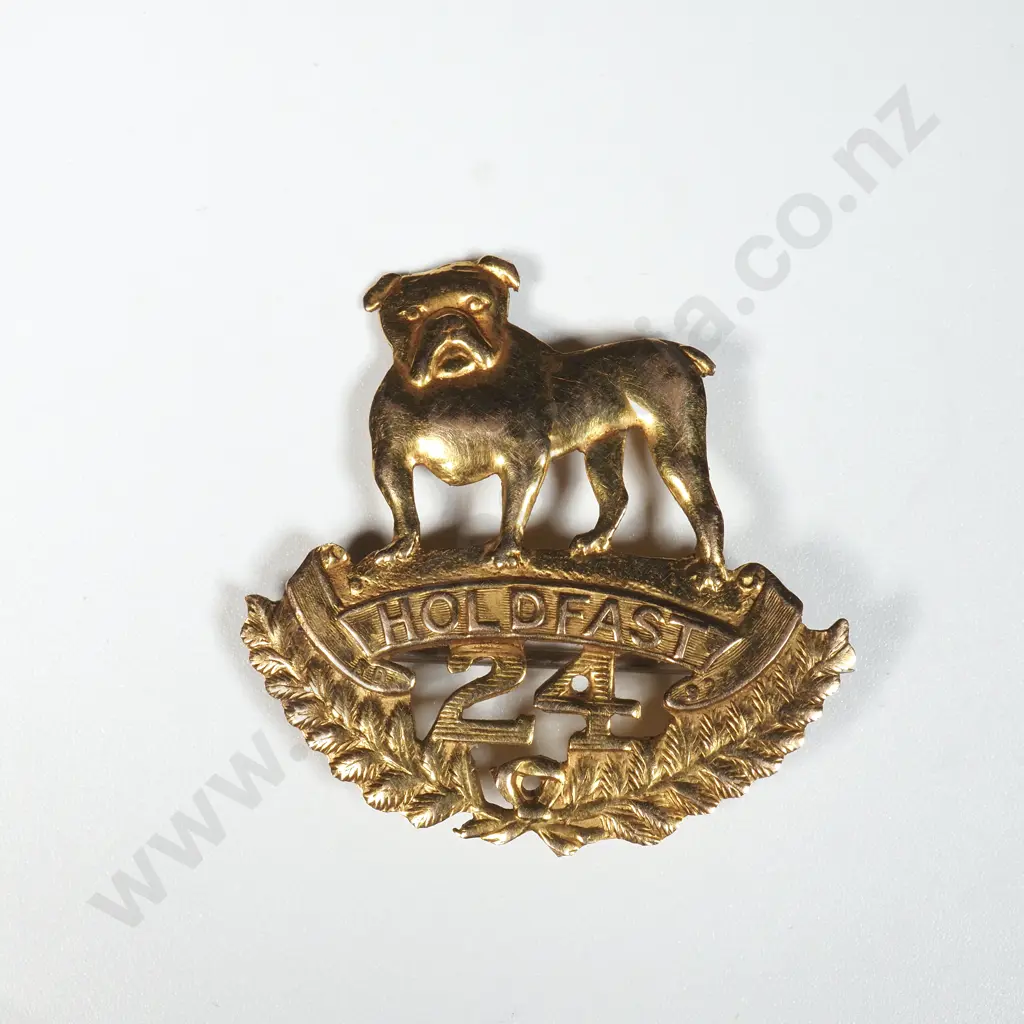 WW1 New Zealand 15ct Gold "Holdfast" Sweetheart Brooch 24th Reinforcements Image 1++