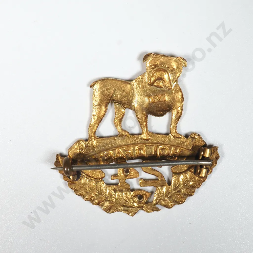 WW1 New Zealand 15ct Gold "Holdfast" Sweetheart Brooch 24th Reinforcements Image 1++