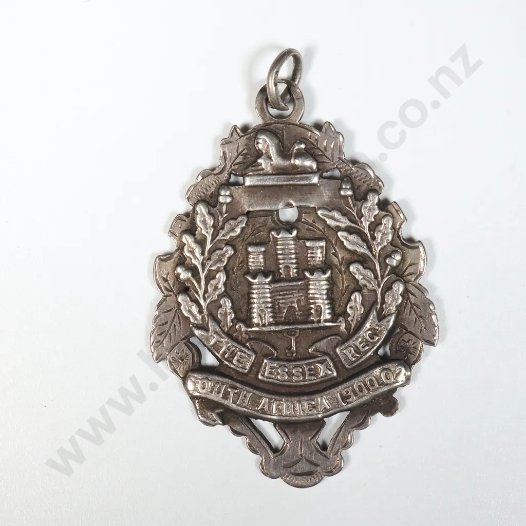 WWI Sterling Silver Fob Medal - Essex Regiment. Image 1++