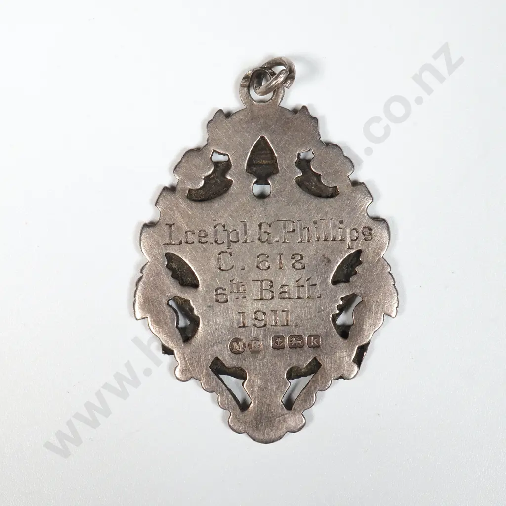 WWI Sterling Silver Fob Medal - Essex Regiment. Image 1++