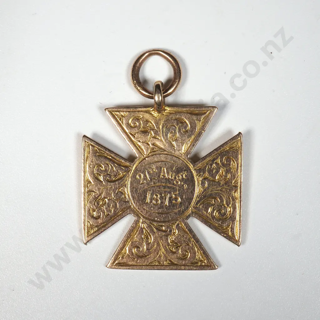 1875 9ct Gold Prize Fob to Private R Hosie Image 1++
