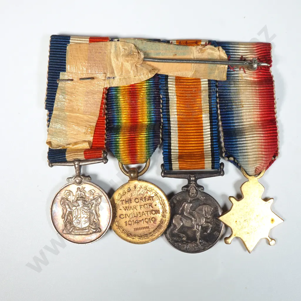 Contemporary Miniature Medal Group - WW1 Trio & WW2 South Africa Service Medal Image 1++