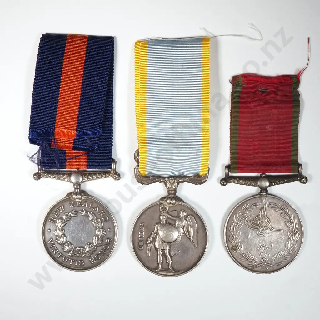 Three Medals - NZ 1869, Crimea 1853-56, Turkish Crimea (Sardinian Die) Image 1++
