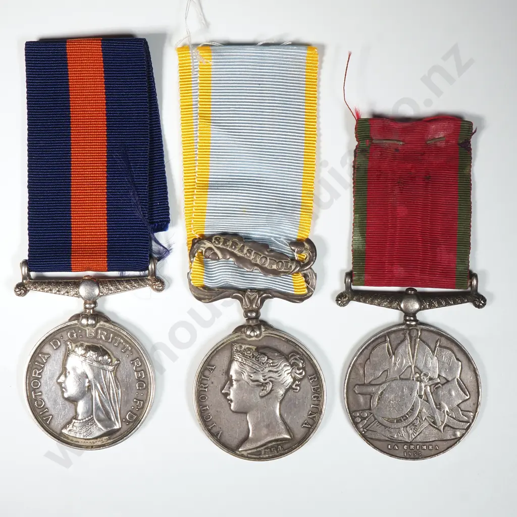 Three Medals - NZ 1869, Crimea 1853-56, Turkish Crimea (Sardinian Die) Image 1++
