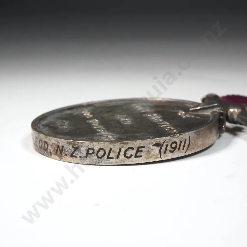 New Zealand Police Long Service & Good Conduct Medal to 775 John McLeod - White Maker Image 1++