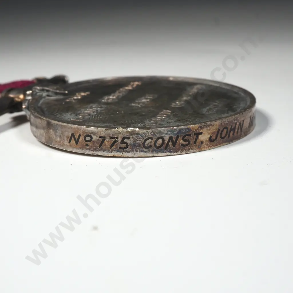 New Zealand Police Long Service & Good Conduct Medal to 775 John McLeod - White Maker Image 1++