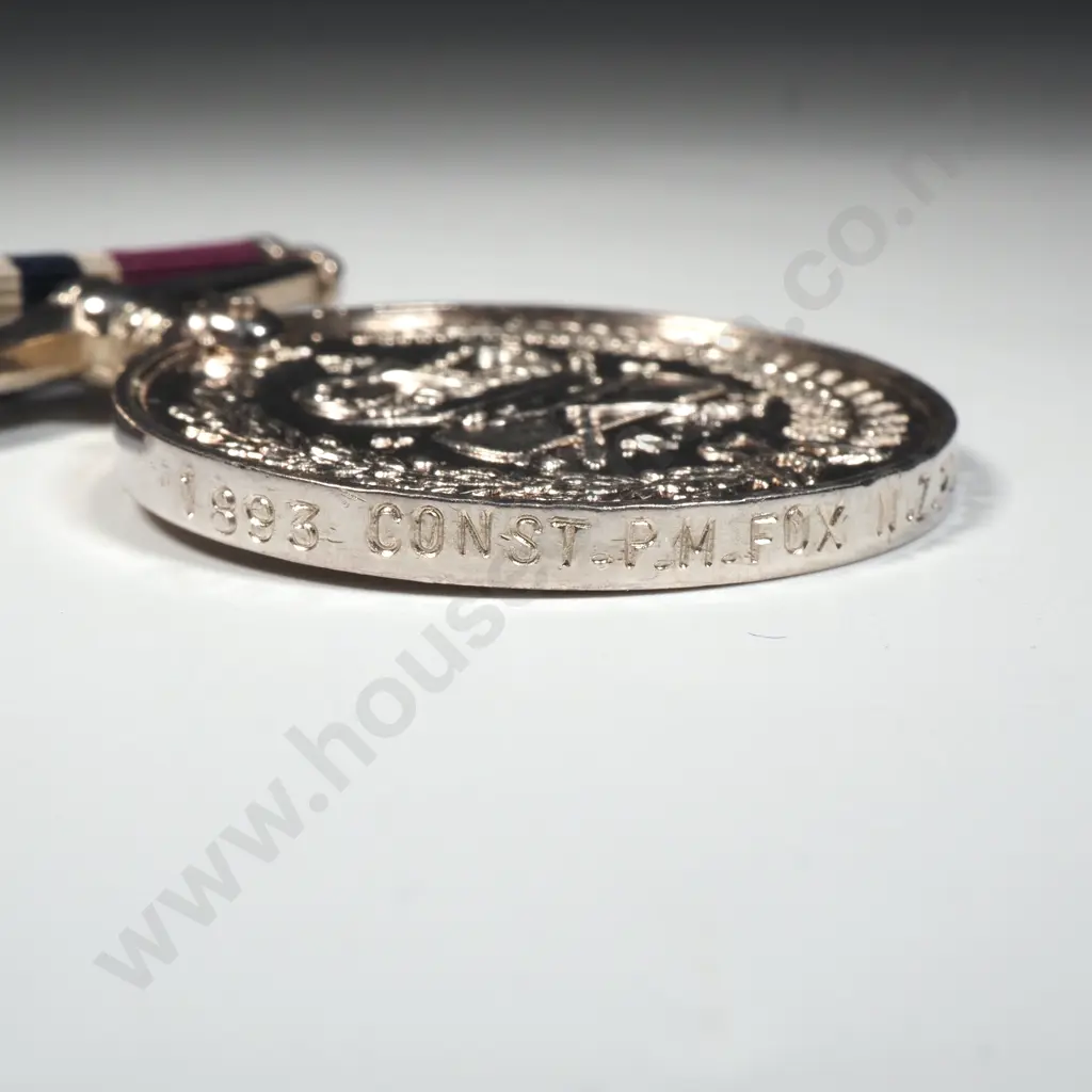 New Zealand Police Long Service & Good Conduct Medal to 1893 Phillip Moore Fox - Gaunt Maker Image 1++
