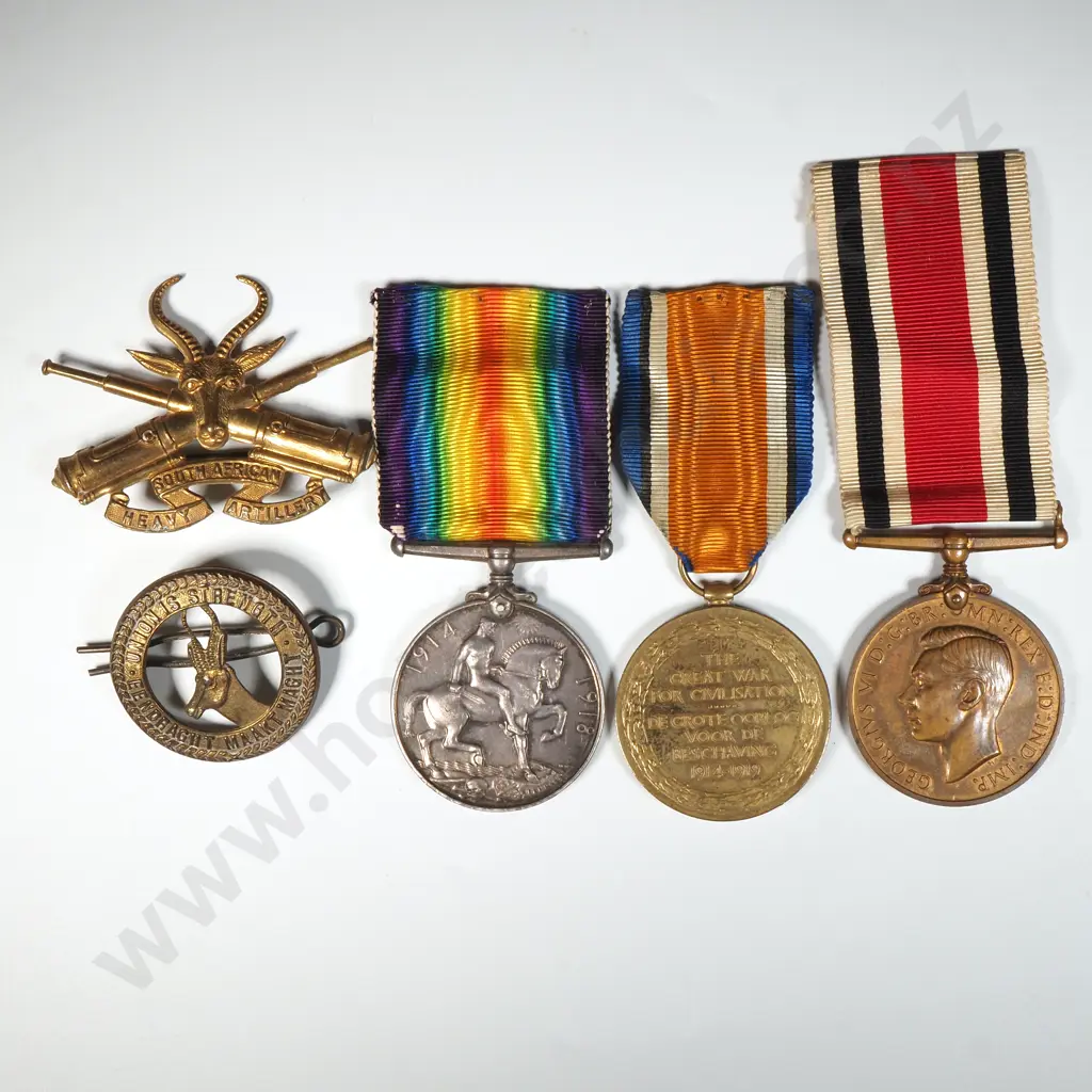 WW1 Medal Pair - Named to CPL E T Baker S.A.H.A 0 Special Constabulary Medal Named to Edwin Baker - Plus Two SA Badges Image 1++