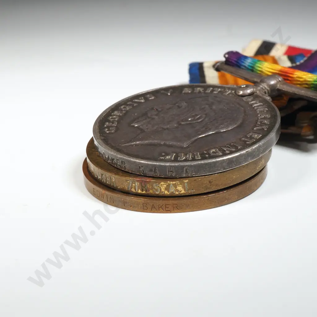 WW1 Medal Pair - Named to CPL E T Baker S.A.H.A 0 Special Constabulary Medal Named to Edwin Baker - Plus Two SA Badges Image 1++