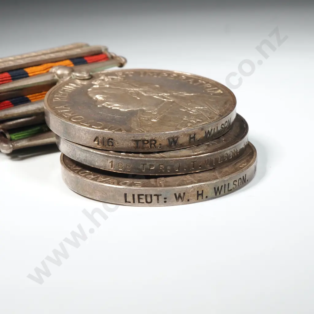 QSA KSA New Zealand Boer War Pair to 416 TPR W H Wilson &1st Contingent Boer War QSA to 188 TPR J T Wilson Image 1++
