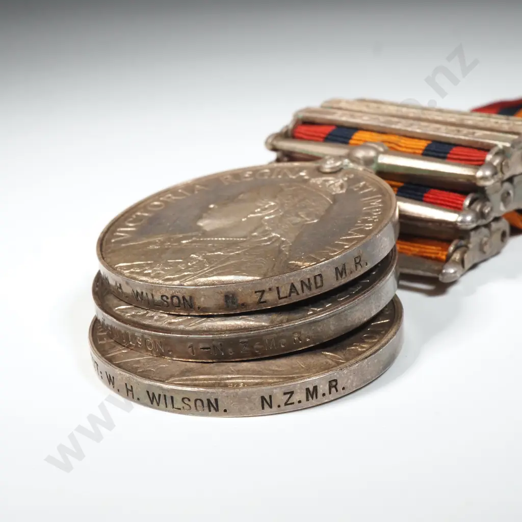 QSA KSA New Zealand Boer War Pair to 416 TPR W H Wilson &1st Contingent Boer War QSA to 188 TPR J T Wilson Image 1++