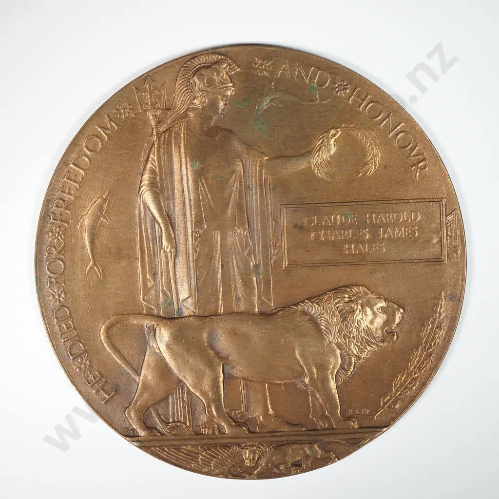 WW1 Death Plaque Claude Harold Charles James Hales - KIA Battle of the Somme Image 1++