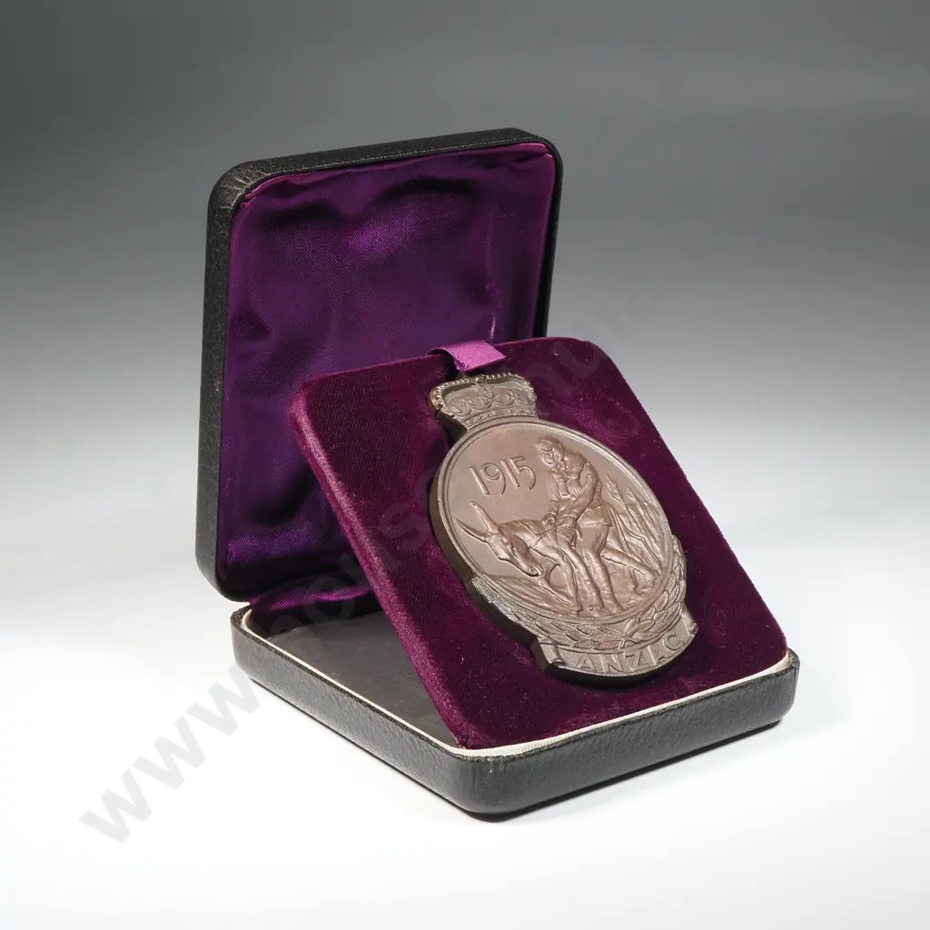 Cased New Zealand Gallipoli Medallion to M Hill  Image 1++