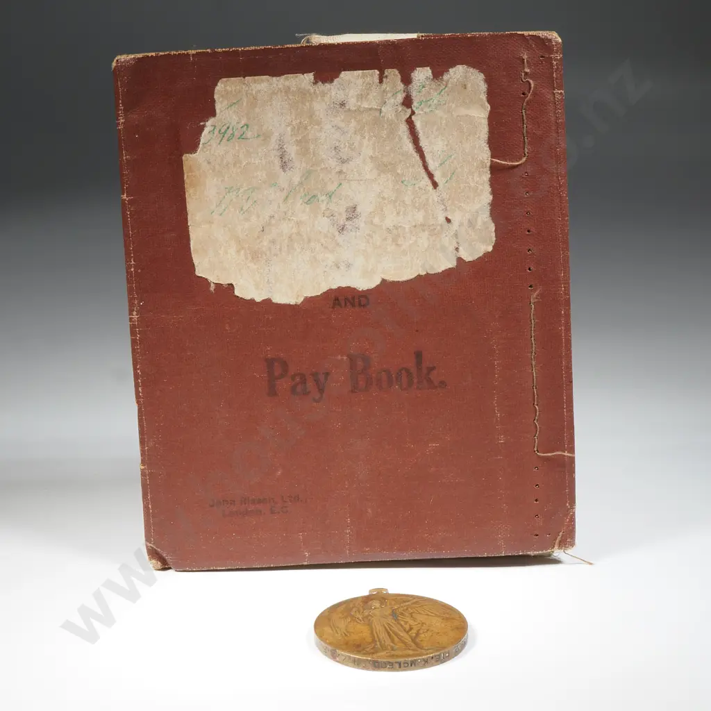 WW1 Victory Medal & Pay Book to 8/3982 K Mcleod NZEF Image 1++