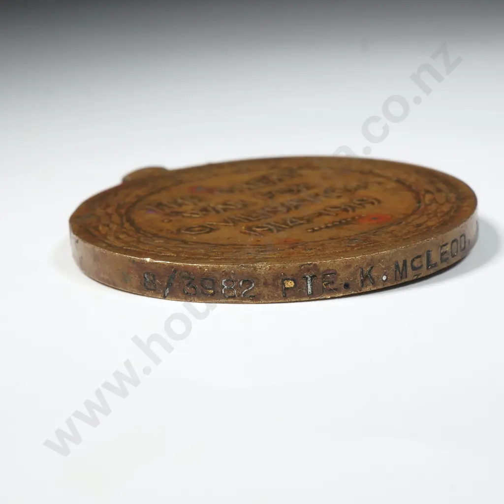 WW1 Victory Medal & Pay Book to 8/3982 K Mcleod NZEF Image 1++