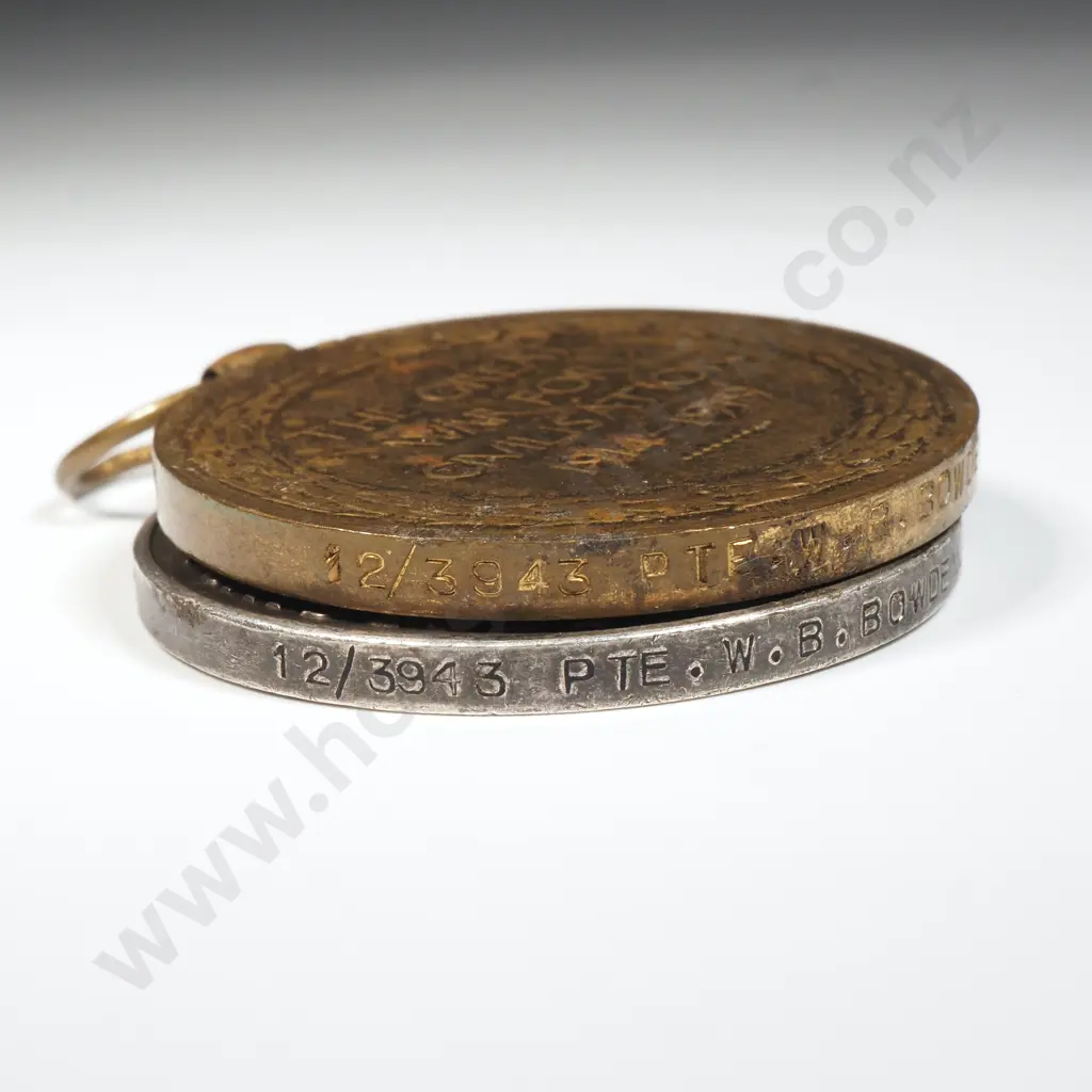 WW1 Pair to 12/3943 W B Bowden NZEF & Silver War Badge & Large RSA Badge Image 1++