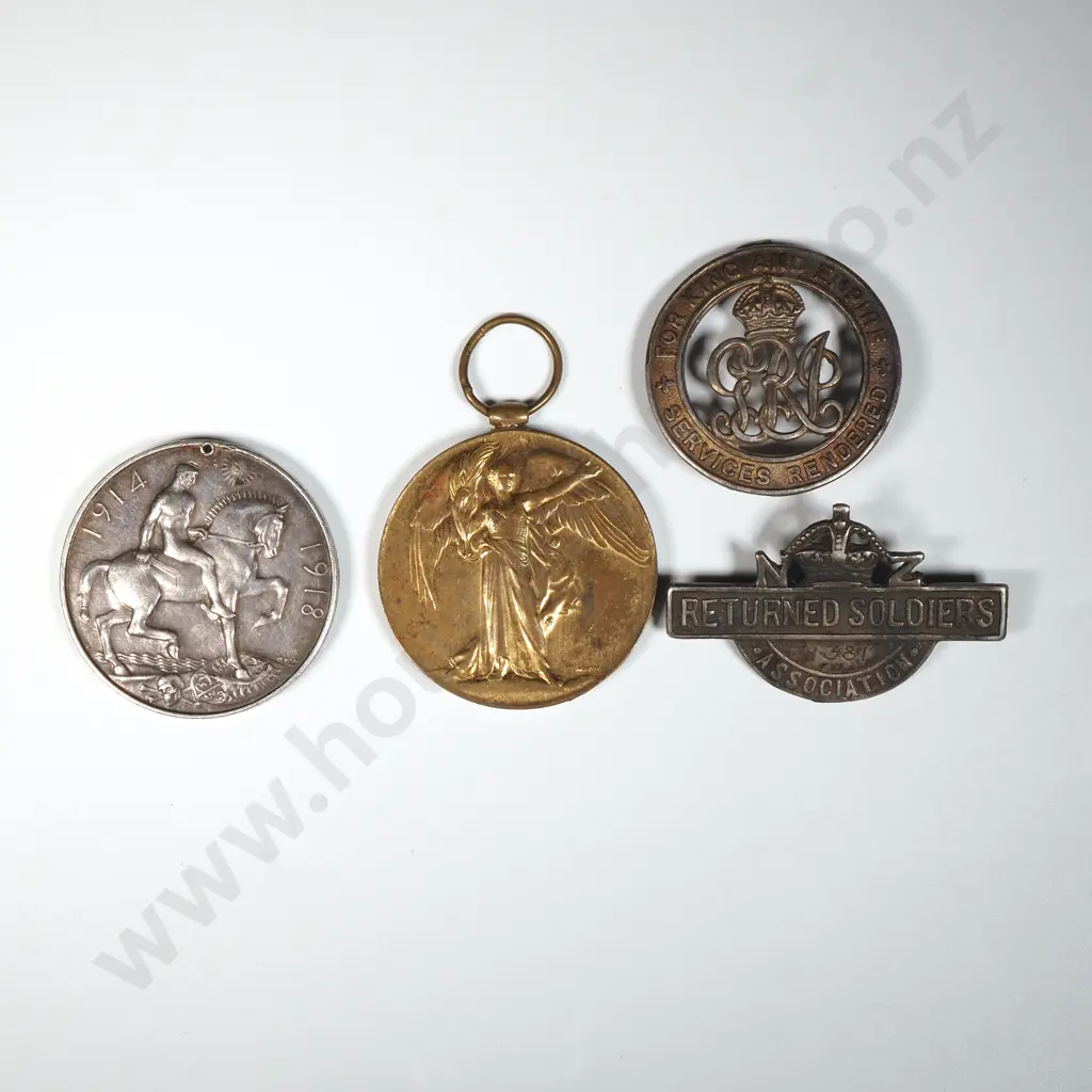 WW1 Pair to 12/3943 W B Bowden NZEF & Silver War Badge & Large RSA Badge Image 1++