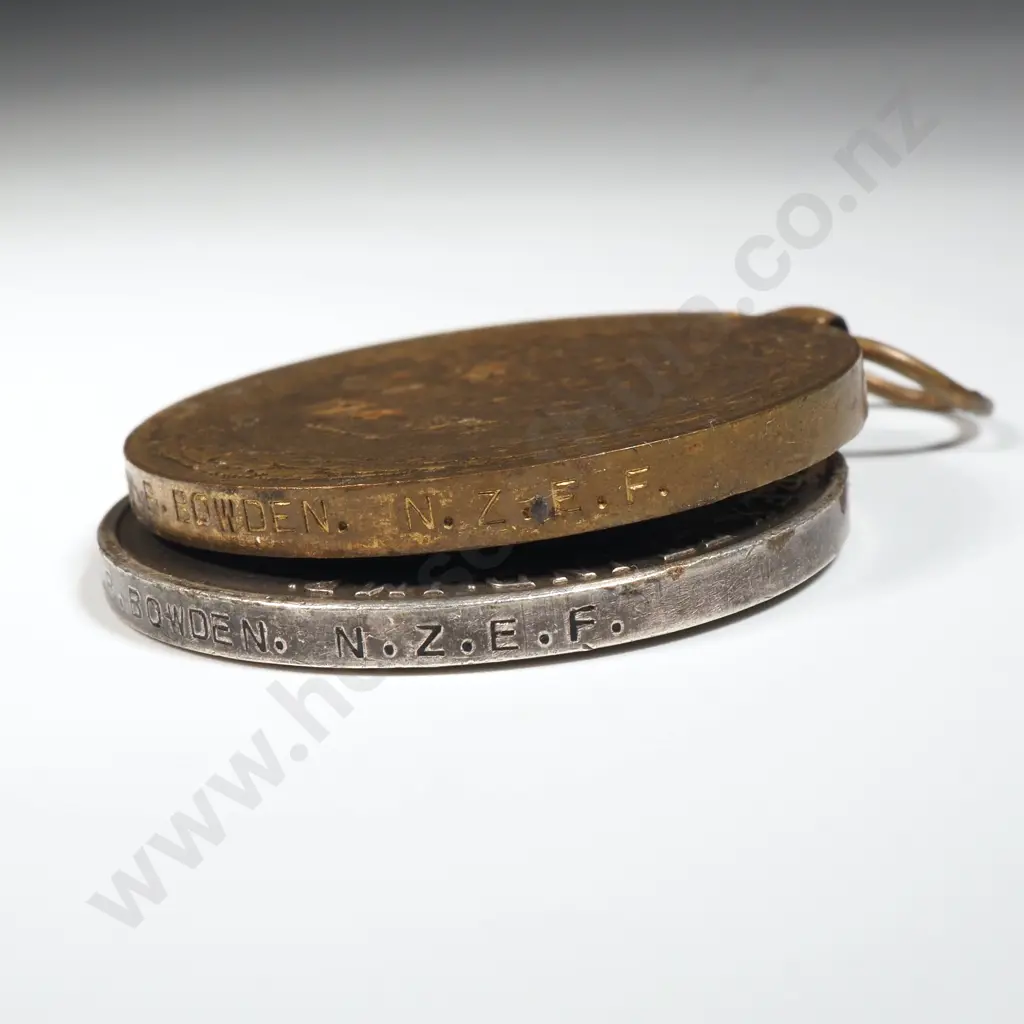 WW1 Pair to 12/3943 W B Bowden NZEF & Silver War Badge & Large RSA Badge Image 1++