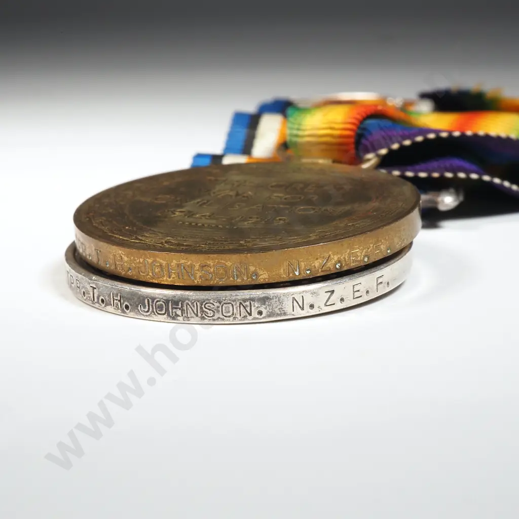 WW1 Pair of 31080 T H Johnson NZEF & Silver Prize Fob Image 1++