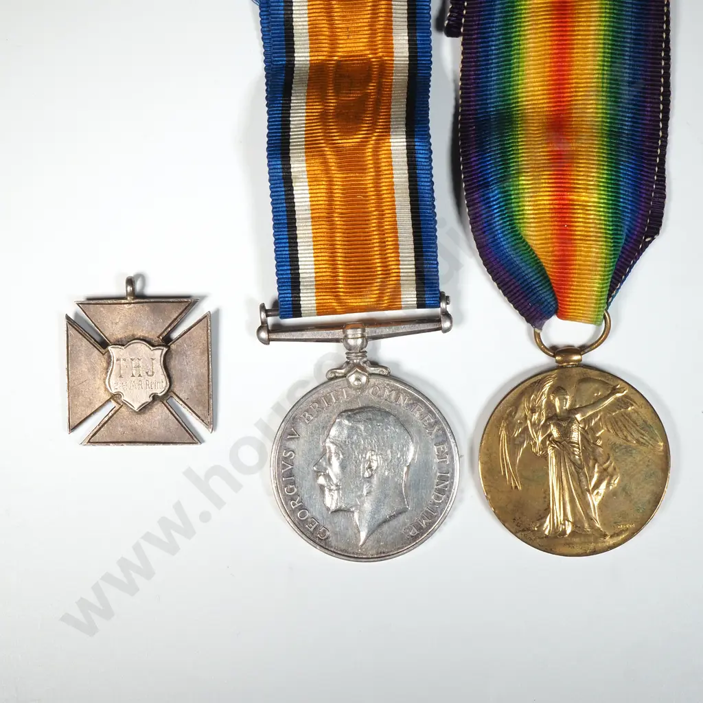 WW1 Pair of 31080 T H Johnson NZEF & Silver Prize Fob Image 1++
