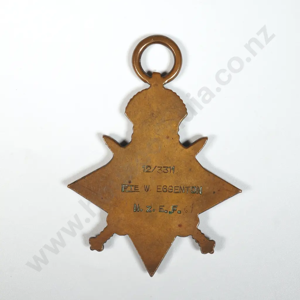 WW1 1914/15 Star to 12/3311 W Eggenton NZEF Image 1++