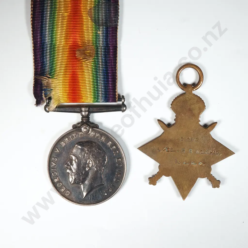 WW1 Trio (Missing Victory Medal) to 6/2813 R G Woodham NZEF Image 1++