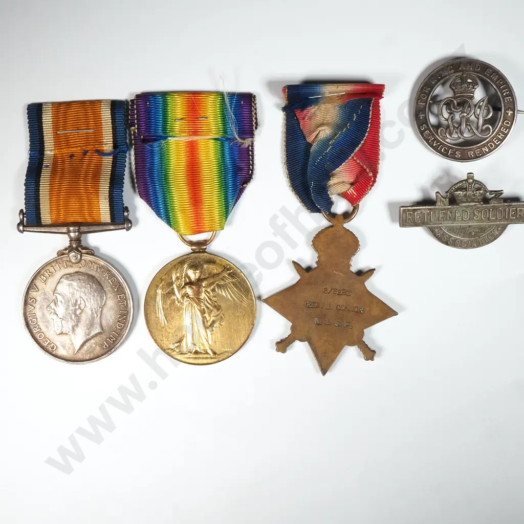WW1 Trio to 6/3283 J Connor NZEF & Silver War Badge & Large RSA Badge Image 1++
