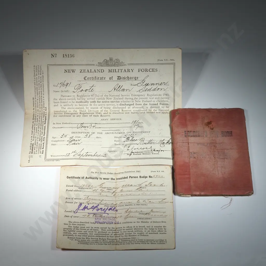WW2 New Zealand Group of Six to A S Foote w Papers Image 1++