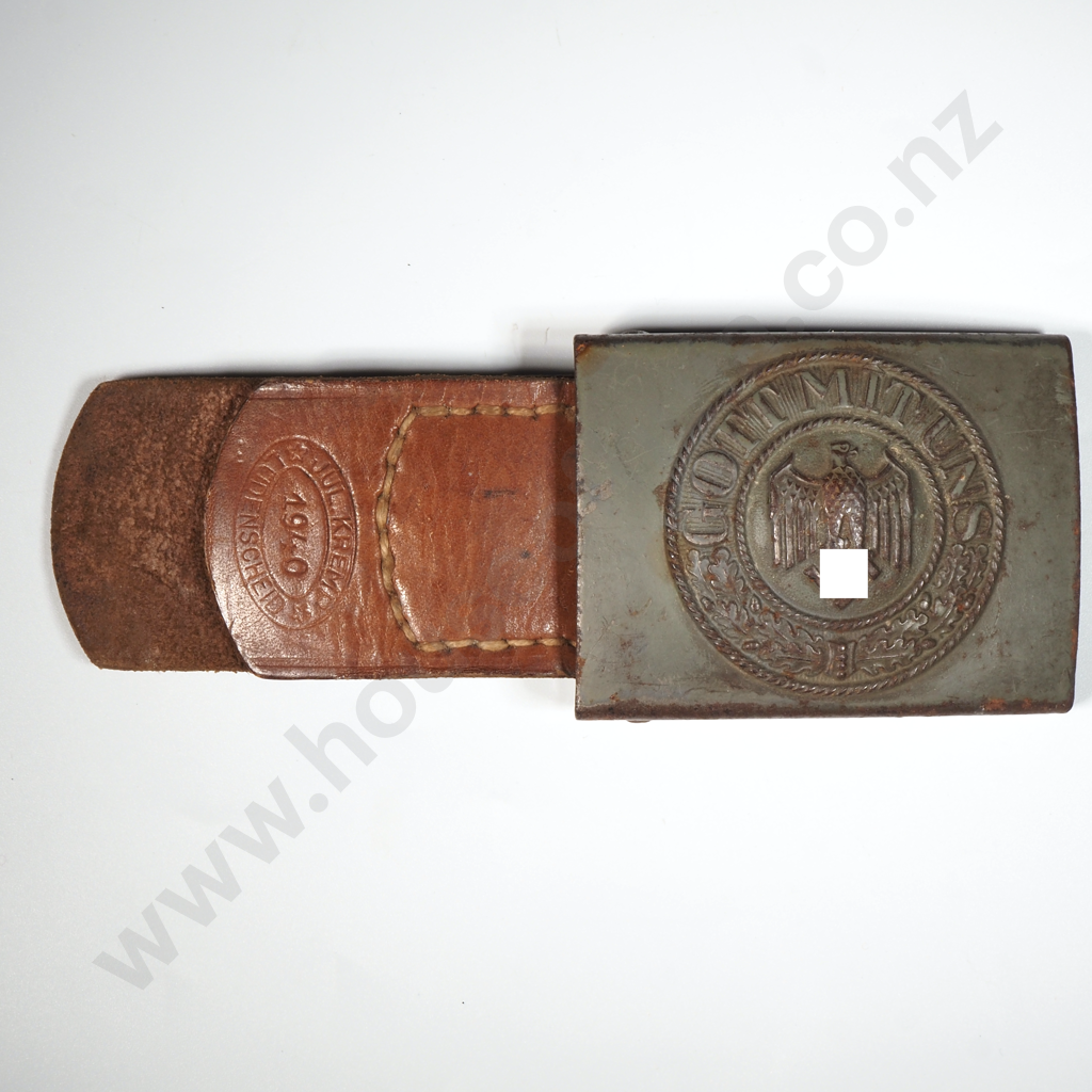 German WW11 Heer Belt Buckle w Leather Tab Marker Dated 1940 Image 1++