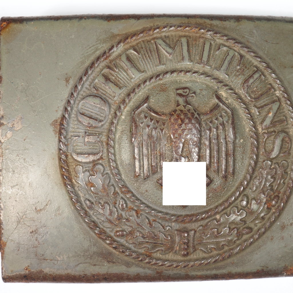 German WW11 Heer Belt Buckle w Leather Tab Marker Dated 1940 Image 1++