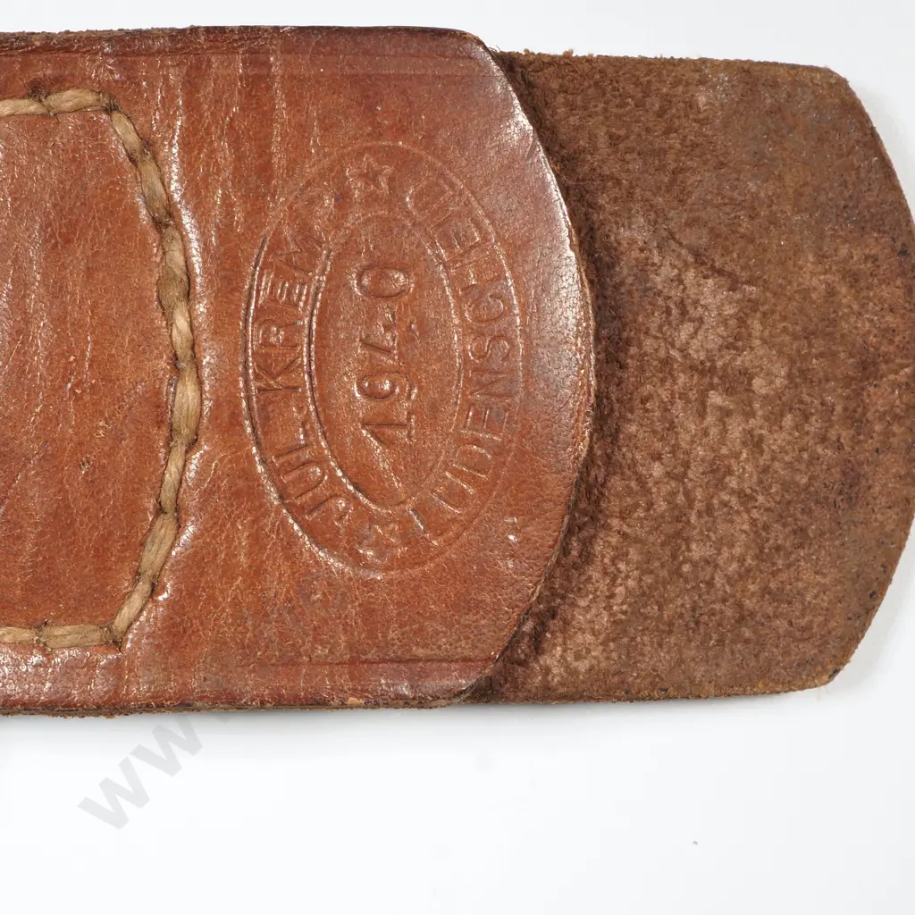 German WW11 Heer Belt Buckle w Leather Tab Marker Dated 1940 Image 1++