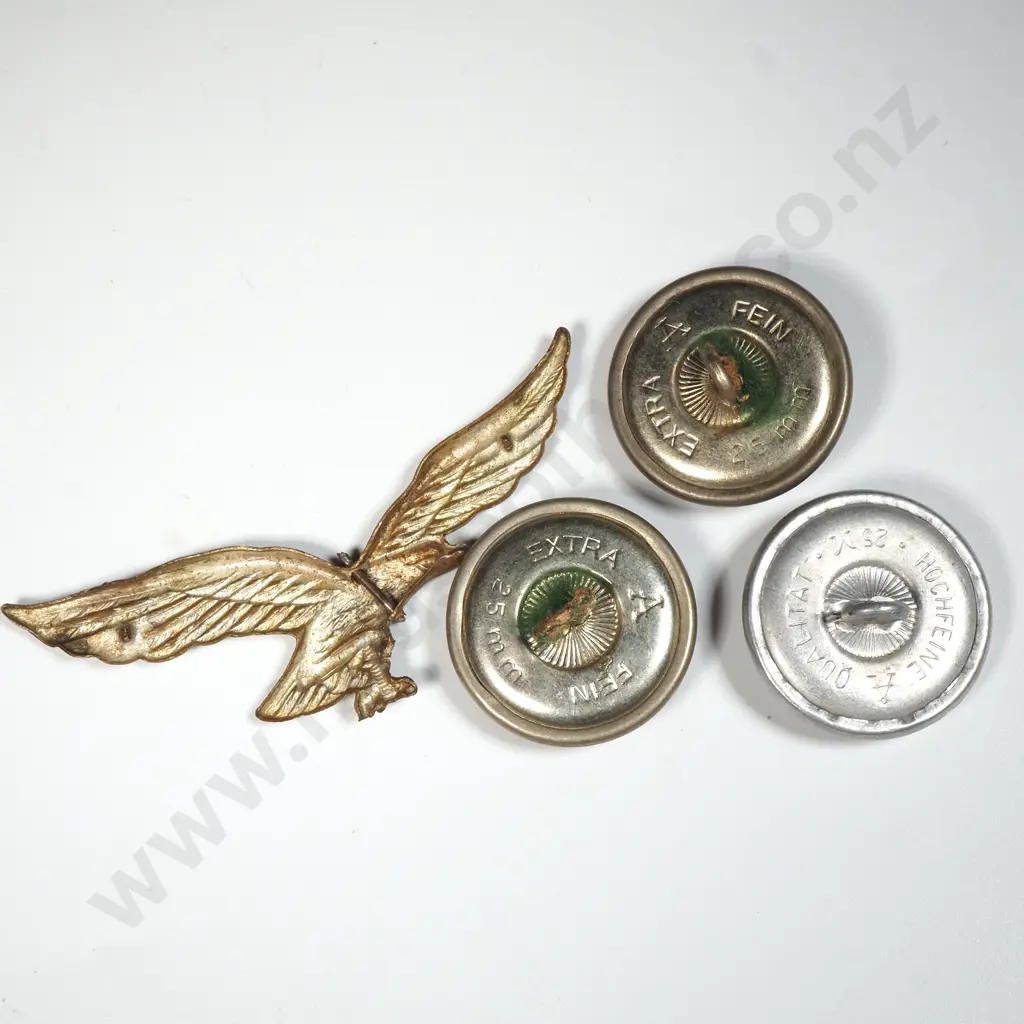 WW2 German Luftwaffe Pith Helmet Eagle & Three Buttons Image 1++