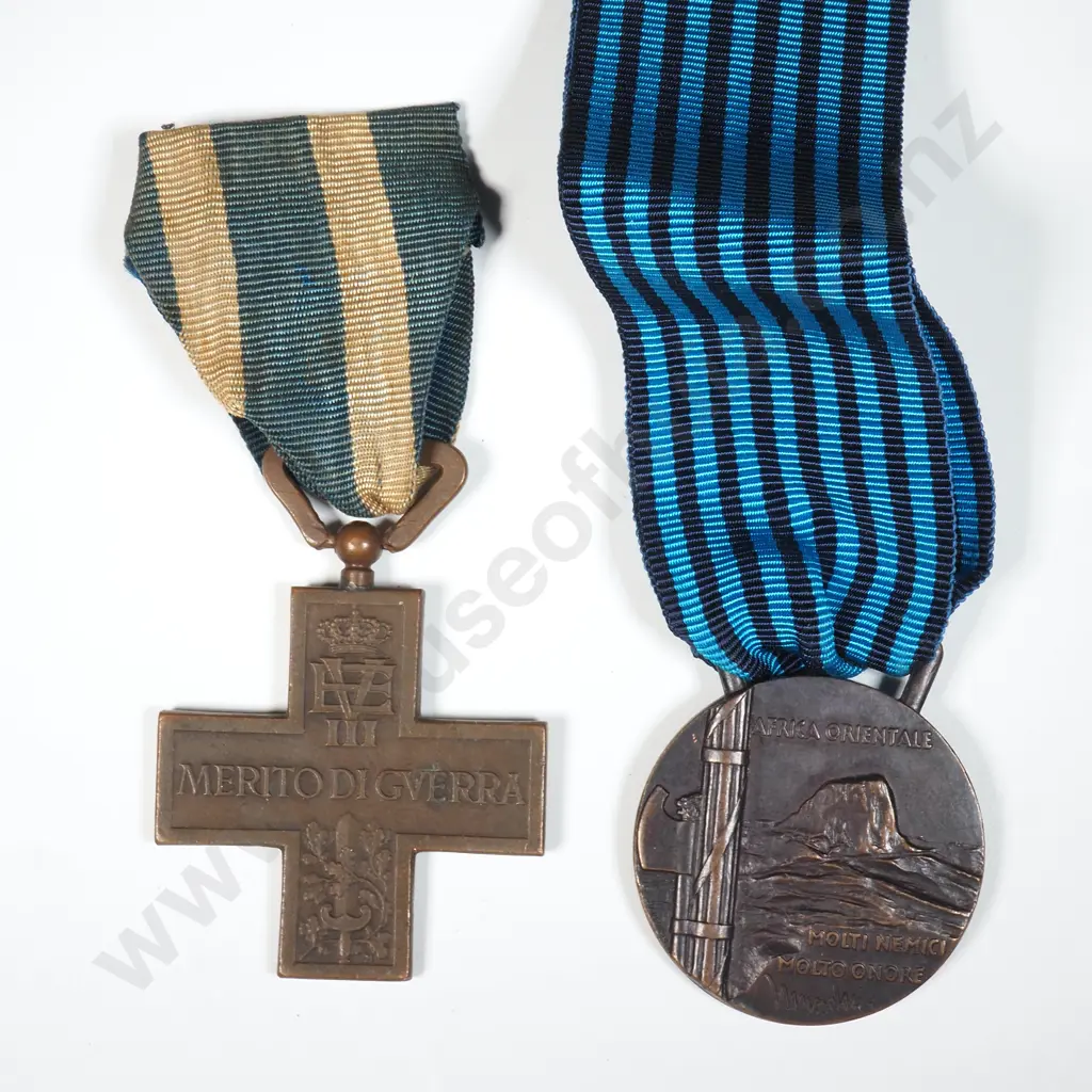 Facist Italian Ethiopian Campaign Medal & War Merit Medal Image 1++