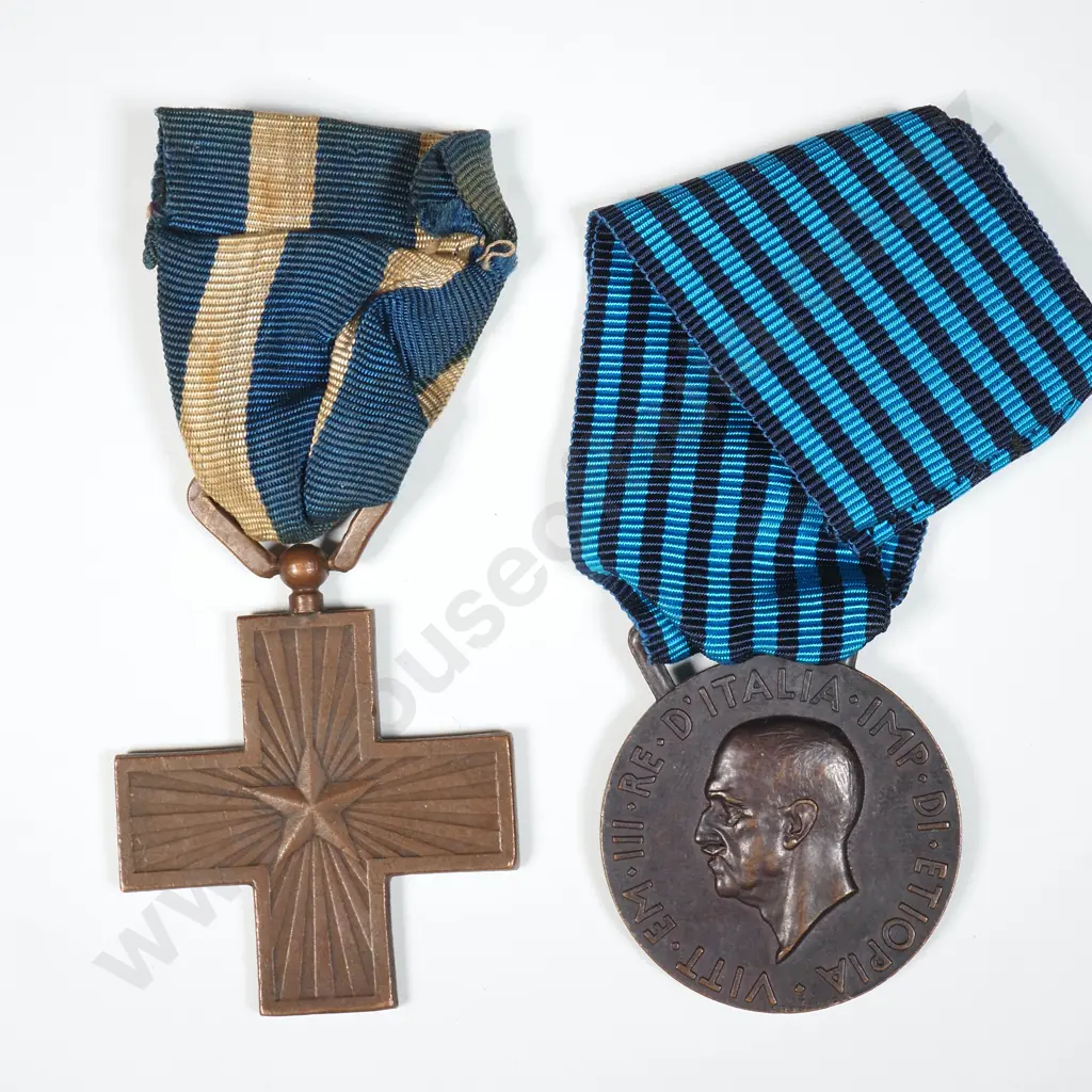 Facist Italian Ethiopian Campaign Medal & War Merit Medal Image 1++