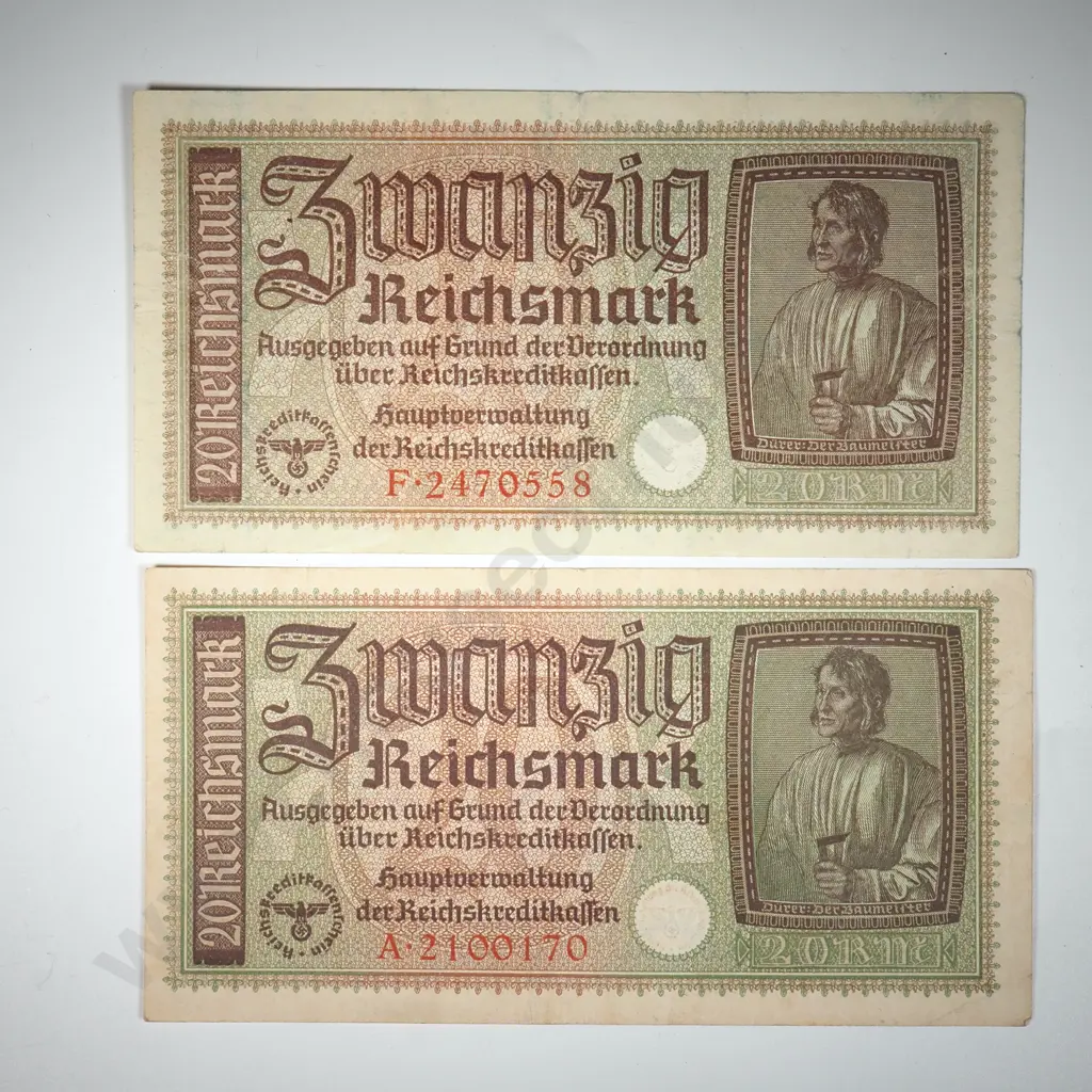 Two WW2 German Banknotes  Image 1++
