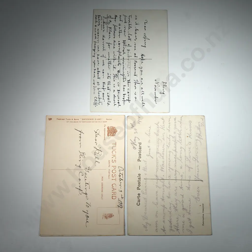 Three WW1 New Zealand Embroidered Silk Postcards Image 1++
