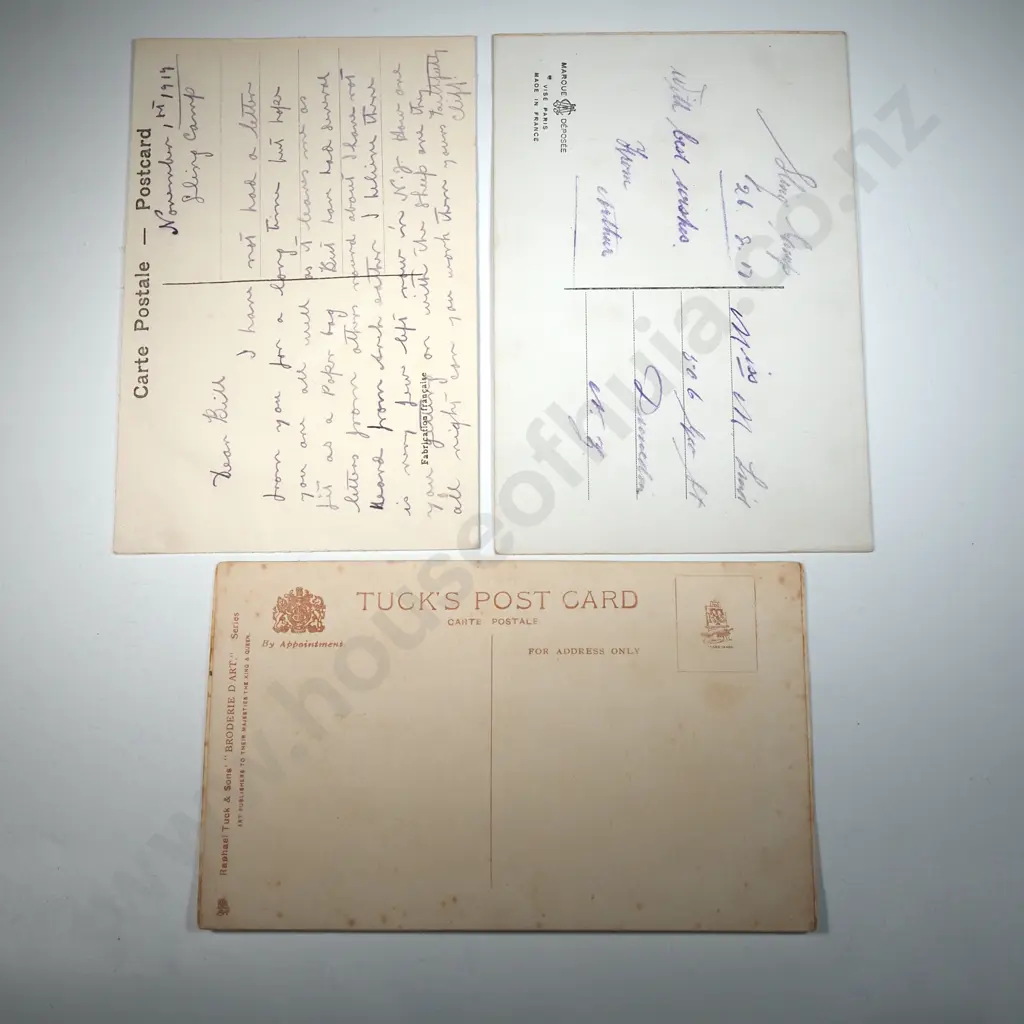 Three WW1 New Zealand Embroidered Silk Postcards Image 1++